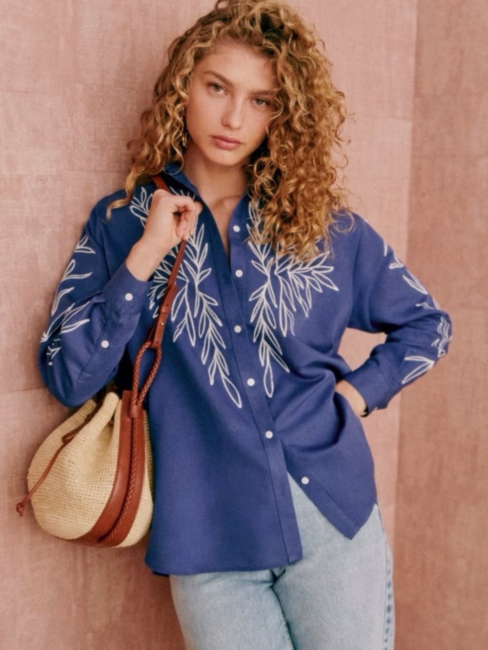 Sézane x Roberto Rupoli Maxy Embroidered Shirt